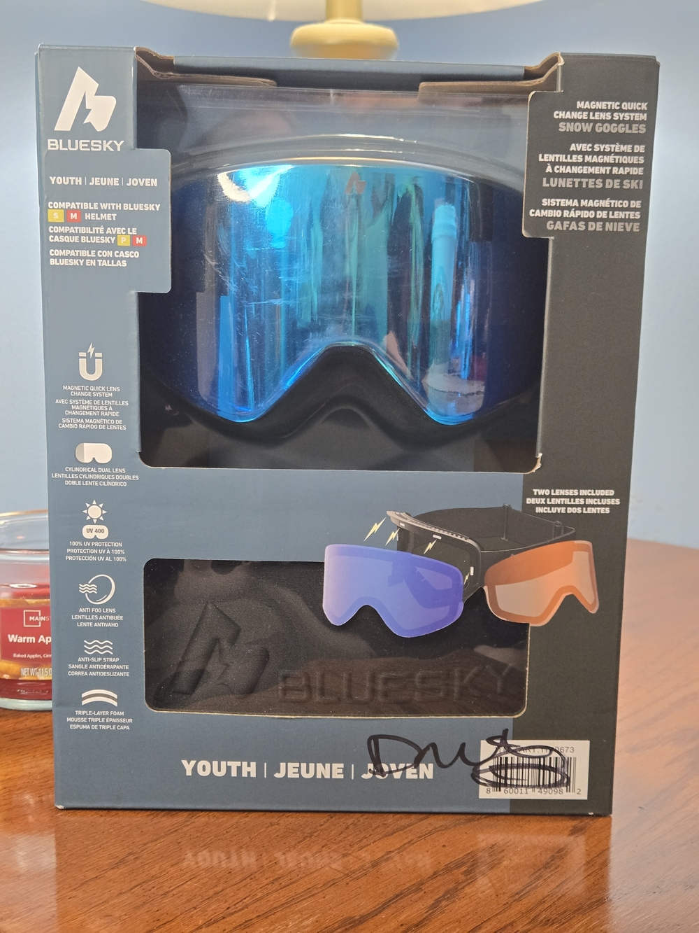Bluesky Youth Snow‎ Goggles Magnetic Lens Ski Snowboard Blue w/ Extra Lens NIB